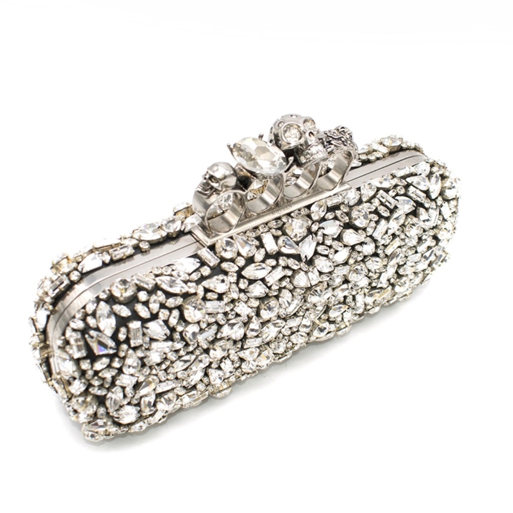 Alexander McQueen Swarovski Crystal Skull Four-Ring Box Clutch